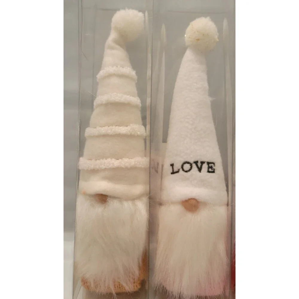 Spritz Valentine’s Day Standing Fabric Gnome Decor Set of 3 Beanie Red Pink Tan
